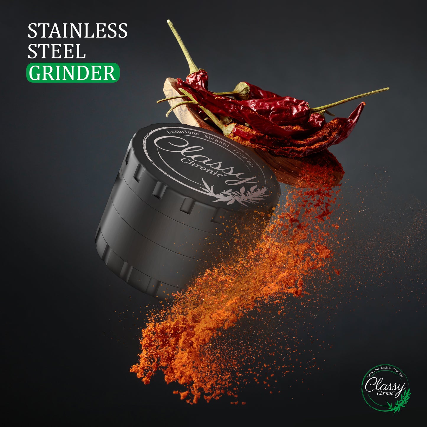 Eco Matte Black Grinder – Sustainable Stainless Steel