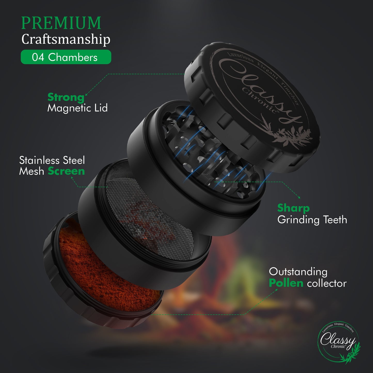 Eco Matte Black Grinder – Sustainable Stainless Steel