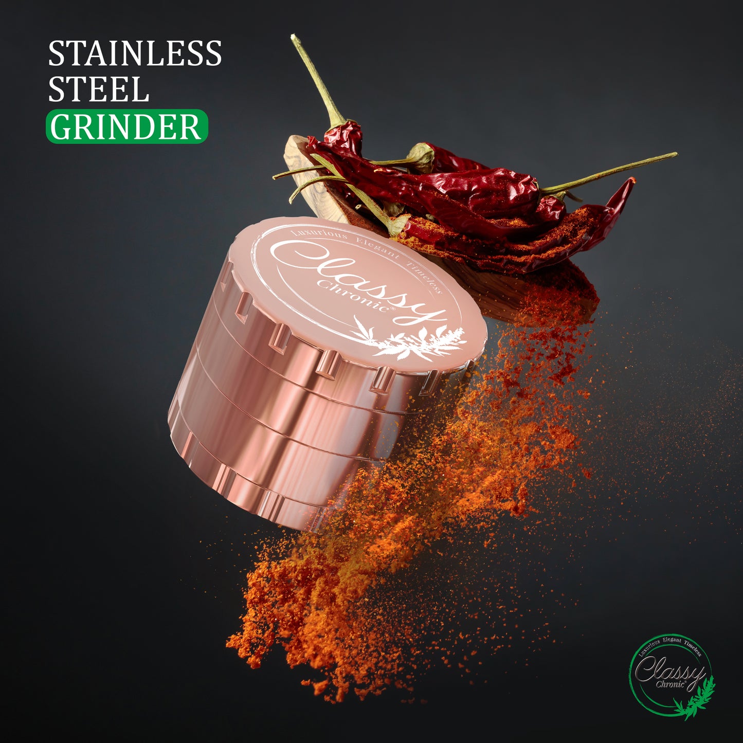 Rose Gold Stainless Steel Grinder – Limited Edition Luxury