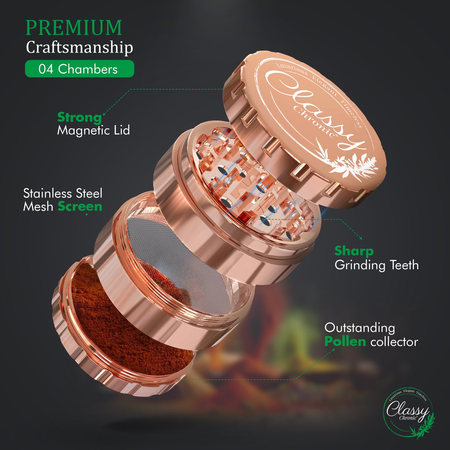 Rose Gold Stainless Steel Grinder – Limited Edition Luxury