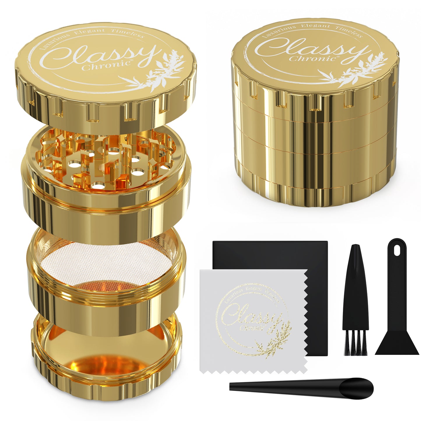 Gold Luxe Stainless Steel Grinder – 4-Piece Premium Design