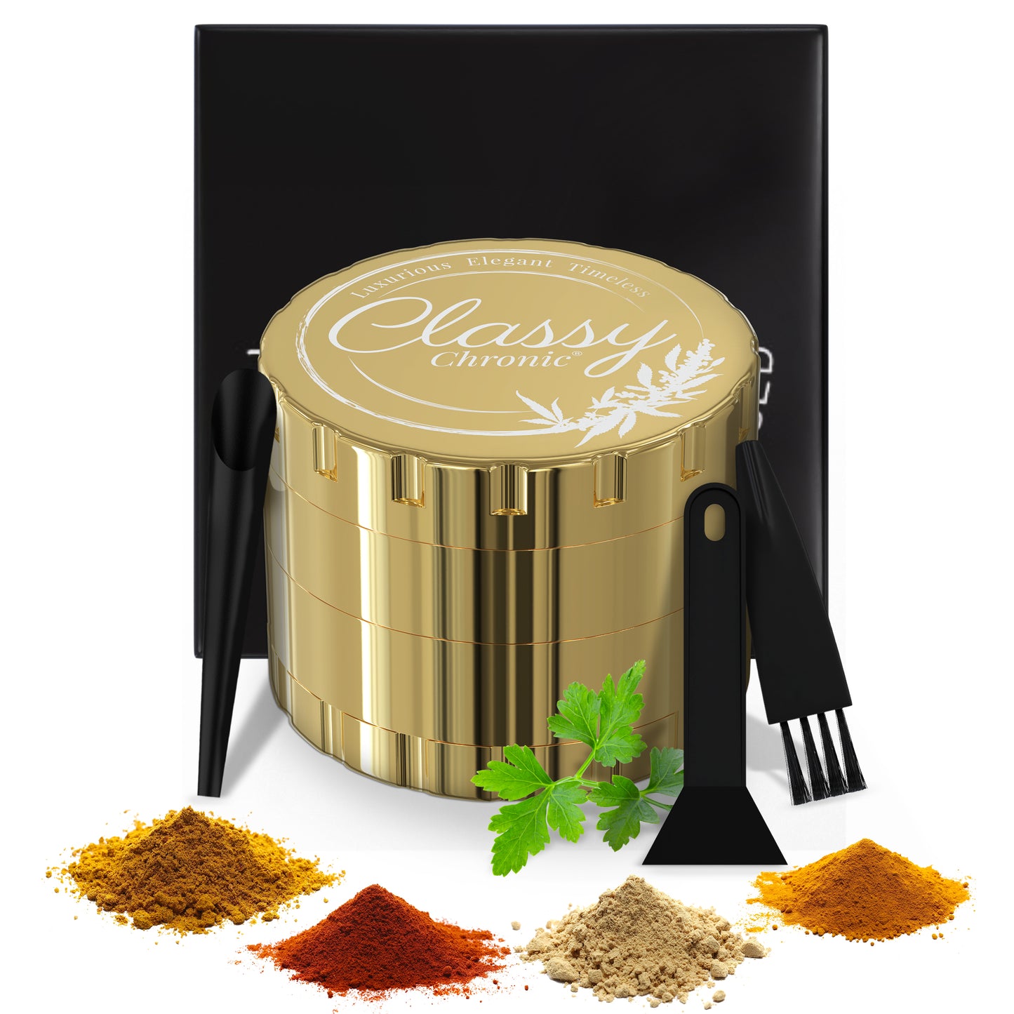 Gold Luxe Stainless Steel Grinder – 4-Piece Premium Design