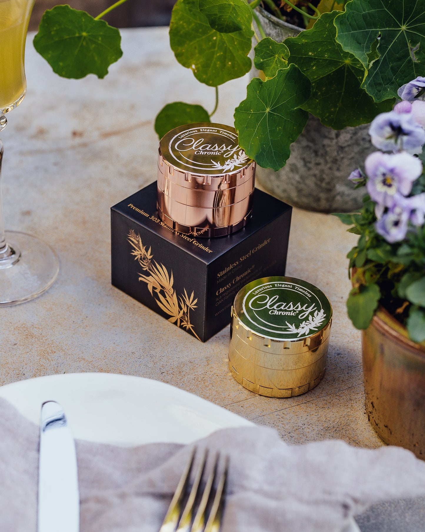 Gold Luxe Stainless Steel Grinder – 4-Piece Premium Design