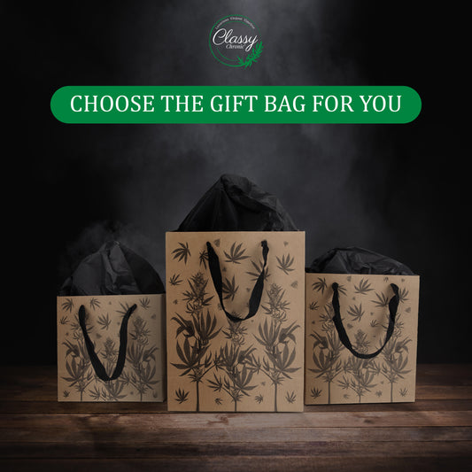 Eco Luxe Cannabis Botanical Gift Bag Set – Kraft Paper with Recycled Black Tissue